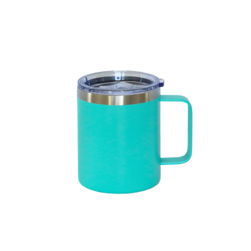 12 Oz Stainless Steel Travel Mug with Handle - Aqua